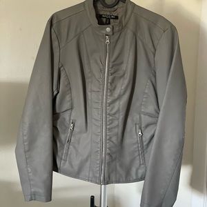Gray imitation leather jacket